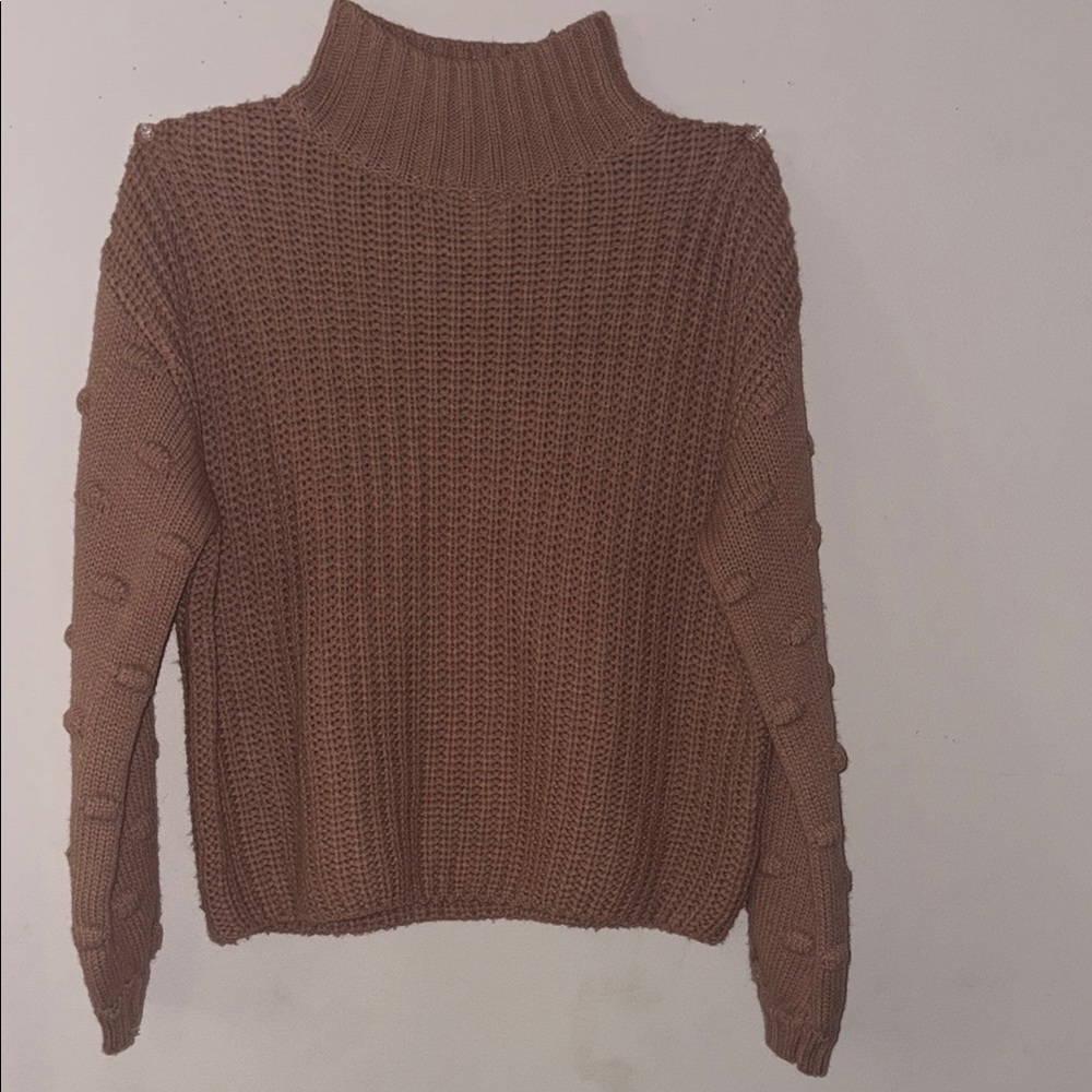 Jessica Simpson Tan Cowl Neck Sweater with Ribbed Knit